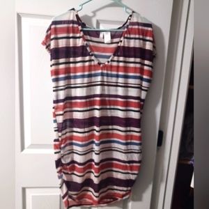 Bathing Suit long Cover up sheer striped L